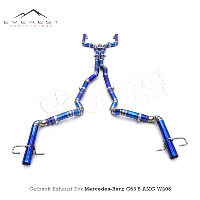 Car Performance Titanium Blue Straight Pipe Catback Exhaust With Valve for Mercedes C63 C63S AMG W205 4.0T 2015-2020