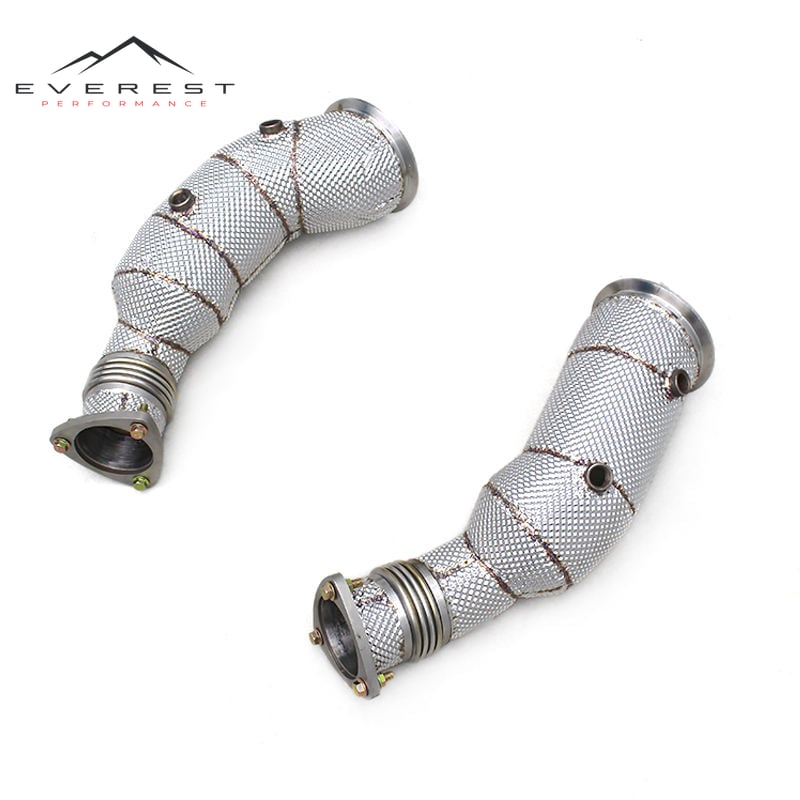 SS304 Exhaust Downpipes for Aston Martin DB11 V12 5.2L 2017-2024 With Heat Shield High Performance Free Flow Pipe