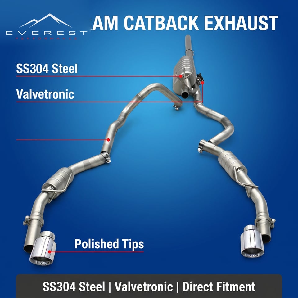 Stainless Steel Exhaust System for Dodge RAM 1500 DT V8 5.7L 2015-2025 Direct Fitment Catback Muffler Valvetronic