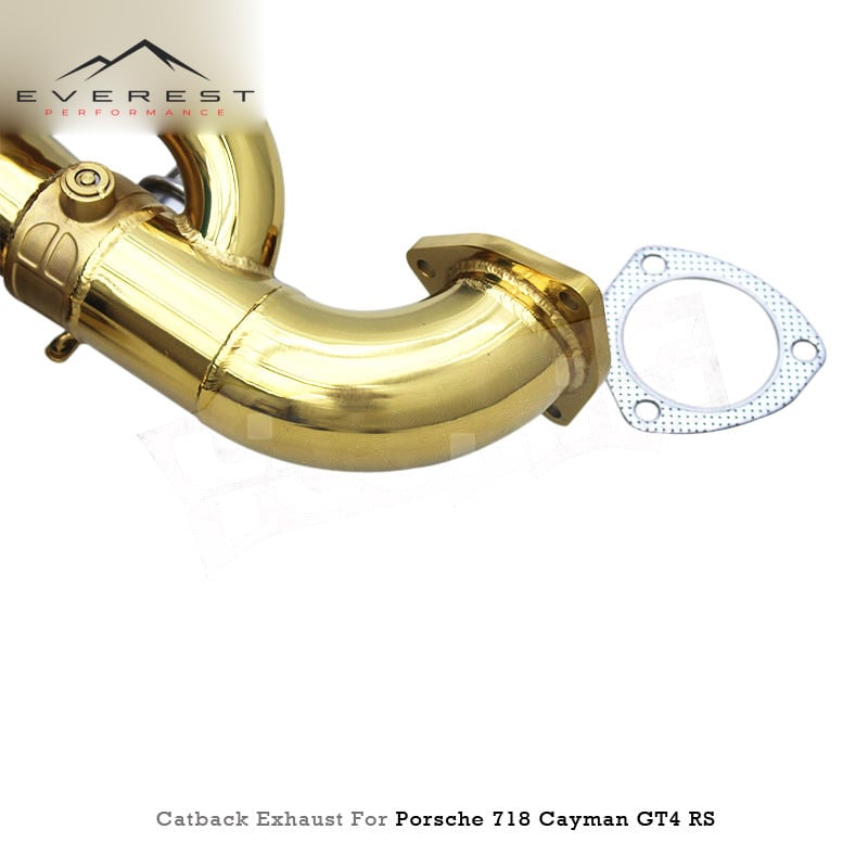 Racing Sport Car Catback Exhaust Pipes for Porsche 718 Cayman GT4 RS 4.0L 2022-2025 SS304 Plate Gold With Valved Muffler Exhaust