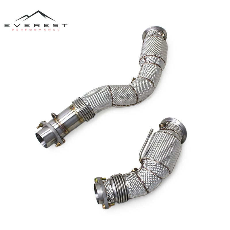 SS304 Exhaust Downpipe for BMW M3 F80 M4 F82 3.0L S55 2014-2019 High Flow Catted Downpipe 100/200/300 Cell With Heat Shield