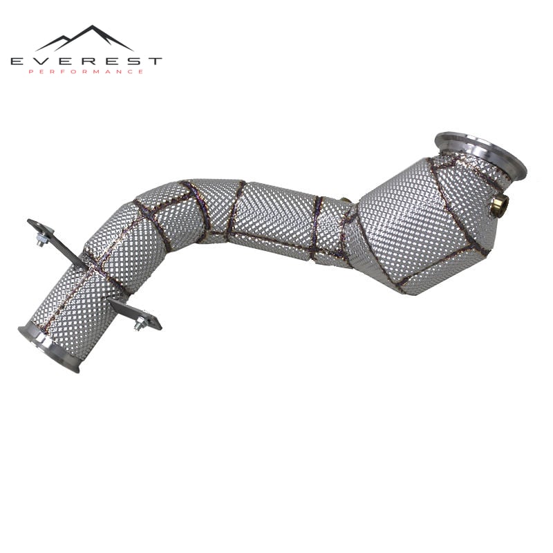 SS304L Exhaust Downpipe for Mercedes Benz C200 C250 C300 W205 2015-2021 High Flow Catted Downpipe With Heat Shield