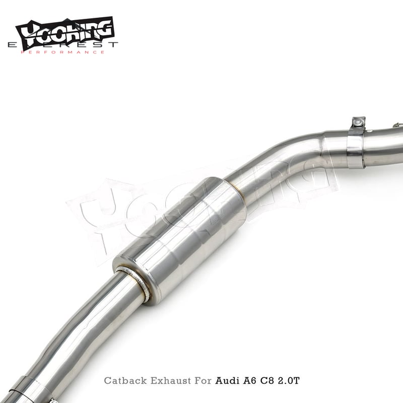 SS304 Electronic Valve Muffler Catback Exhaust Pipe System for Audi A6 C8 2.0T 2019-2026 Performance Wit Resonator