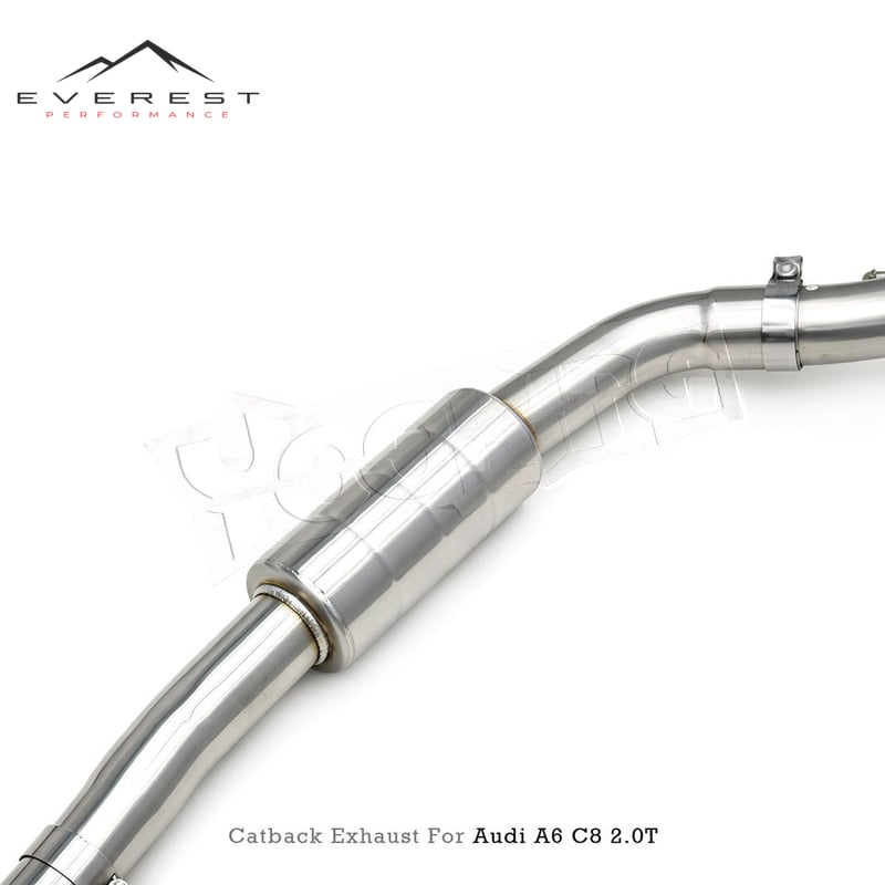 SS304 Electronic Valve Muffler Catback Exhaust Pipe System for Audi A6 C8 2.0T 2019-2026 Performance Wit Resonator