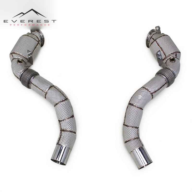 Stainless Steel Straight Downpipe for BMW M550/M550i G30/N63 4.4TT 2017-2022 Catted Pipe With Heat Shield
