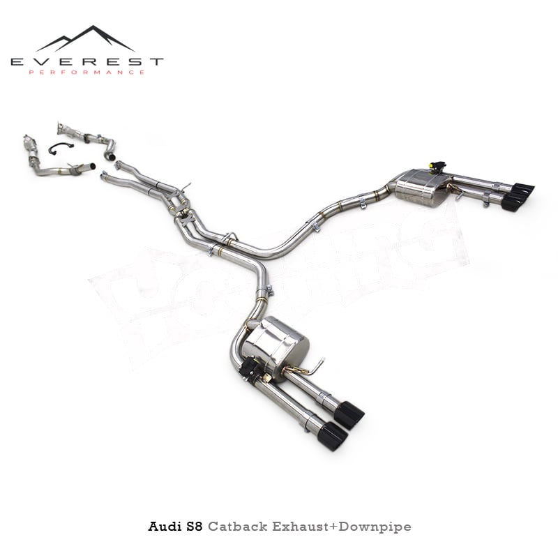 SS304 Exhaust Pipe System for Audi S8 D4 4.0T 2013-2018 Free Flow Downpipe Catback Downpipe With Remote Control