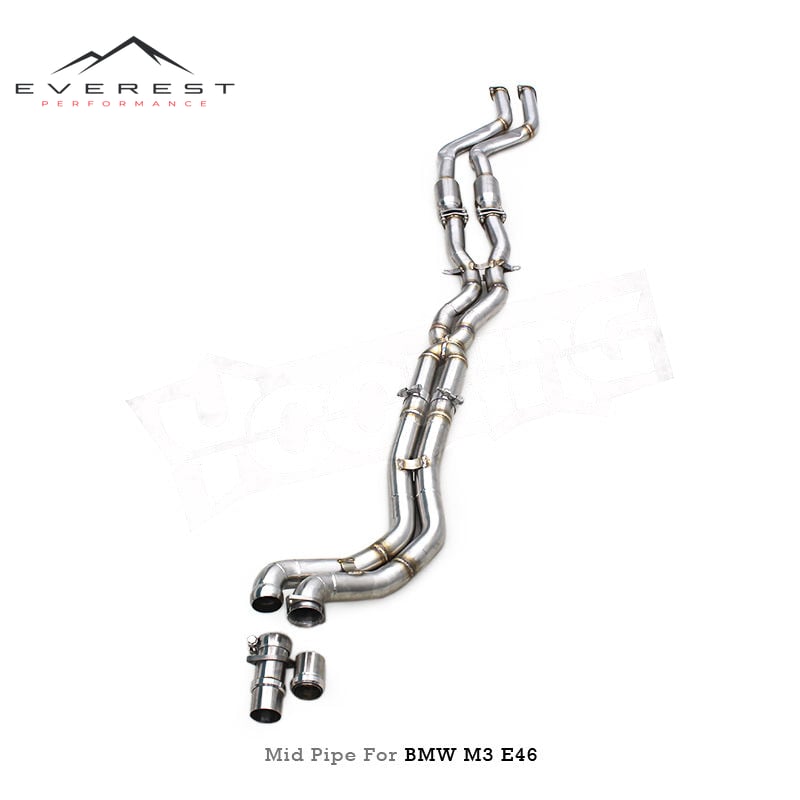 Racing Equal Length Mid Pipe Exhaust Pipes for BMW M3 E46 L6 3.2L 2000-2006 Stainless Steel 1.5mm X-pipe System with Resonator