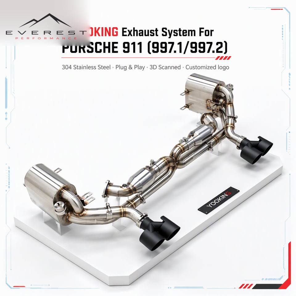 Catback Exhaust for Porsche 911 997.1/997.2 3.8 Carrera 2004-2012 High Performance 304 Stainless Steel Exhaust Pipe Muffler