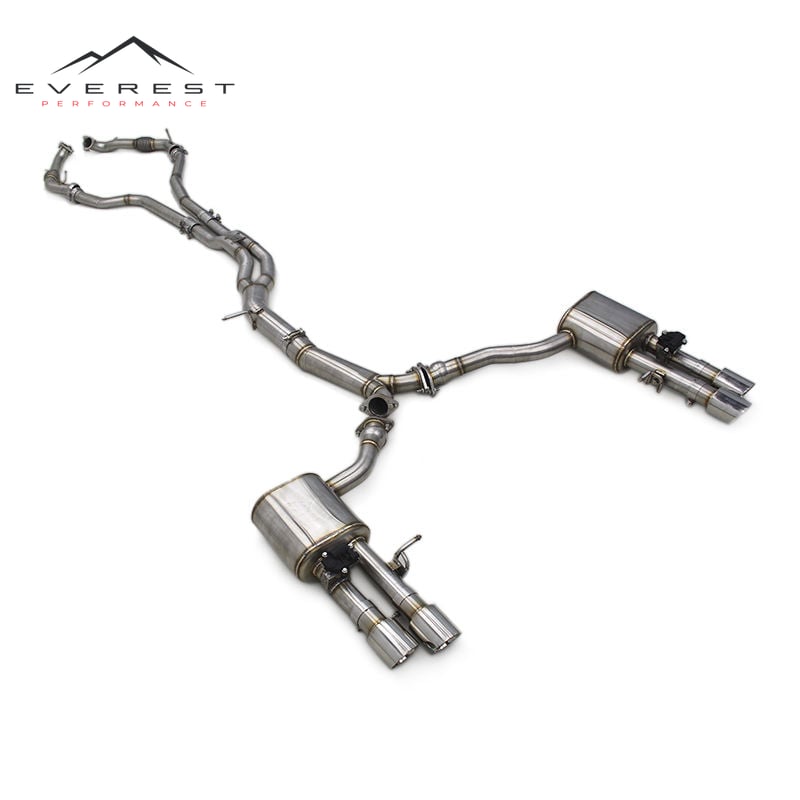 Stainless Steel Catback Exhaust for Audi S4/S5 B9 3.0T 2019-2023 Exhaust Muffler Valve Carbon Fiber Tips Car Exhaust System