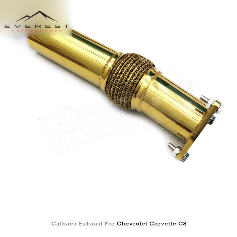 SUS304 Plating Gold High Quality Valved Muffler Catback Exhaust Pipe for Chevrolet Corvette C8 2019-2025 Bolt-on
