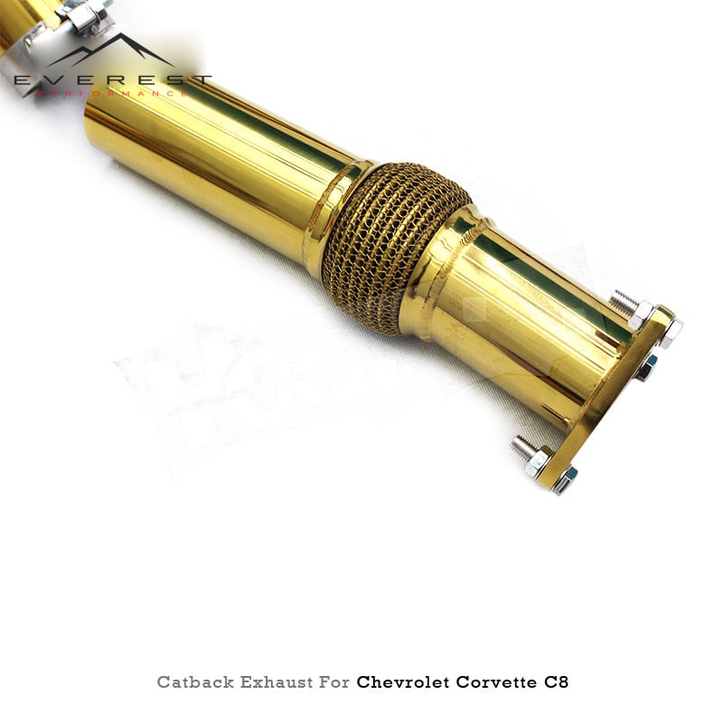 SUS304 Plating Gold High Quality Valved Muffler Catback Exhaust Pipe for Chevrolet Corvette C8 2019-2025 Bolt-on