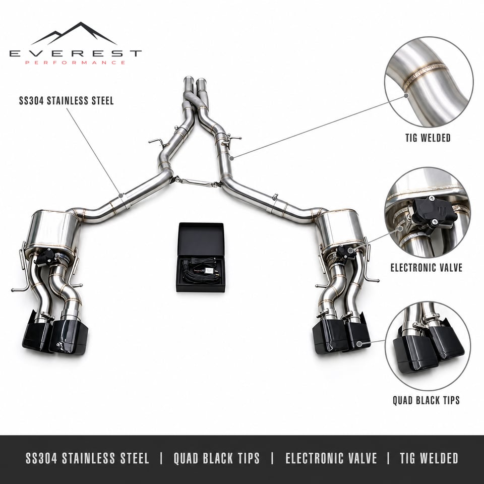 Catback Muffler Exhaust Pipes for Mercedes-Benz E63/E63S W212 6.2L AMG 2007-2016 Stainless Steel Valvetronic System