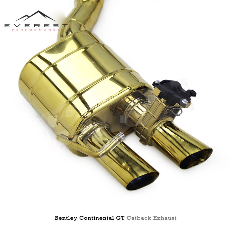 SS304L Exhaust Pipe System for Bentley Continental GT V12 6.0T 2017-2024 Gold-Plated Valvetronic Rear Mufflers Catback Exhaust