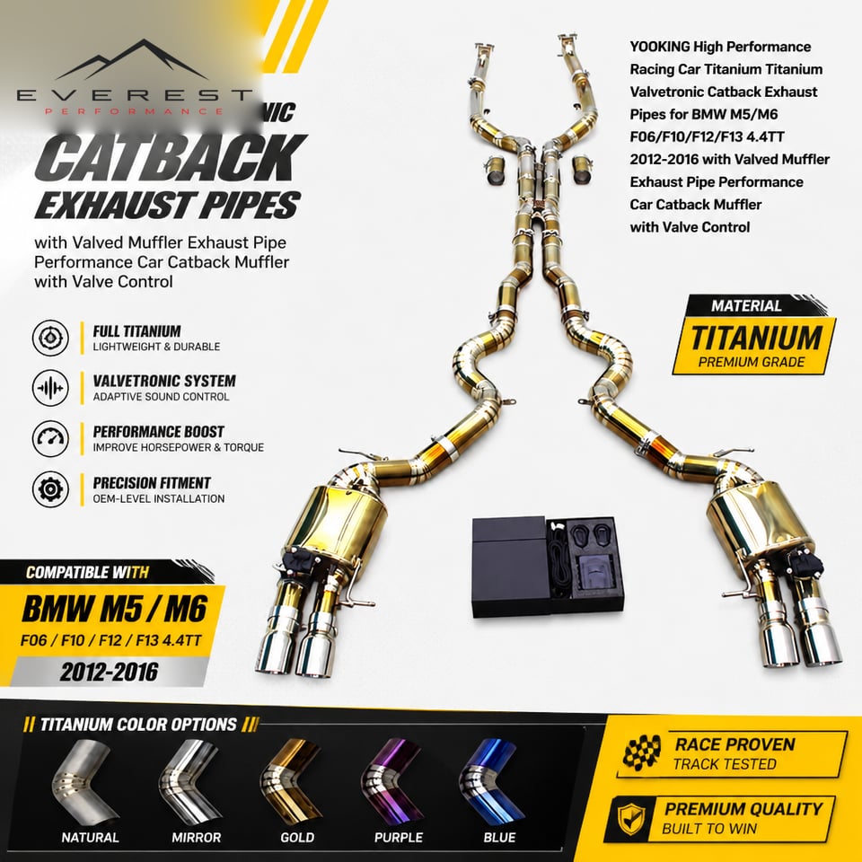 Racing Titanium Valvetronic Catback Exhaust Pipes for BMW M5/M6 F06/F10/F12/F13 4.4TT 2012-2016 with Valved Muffler Exhaust Pipe