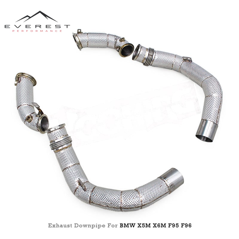 Free Flow Downspout for BMW X5M/X6M F95/F96 4.4TT 2020+ Exhaust Pipes With Heat Shield