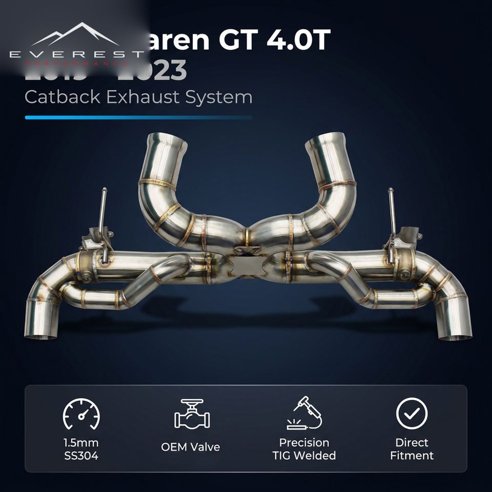 SS304L Exhaust Pipe System for Mclaren GT 4.0T 2019-2023 High-quality Sports Car Valves Catback Exhaust