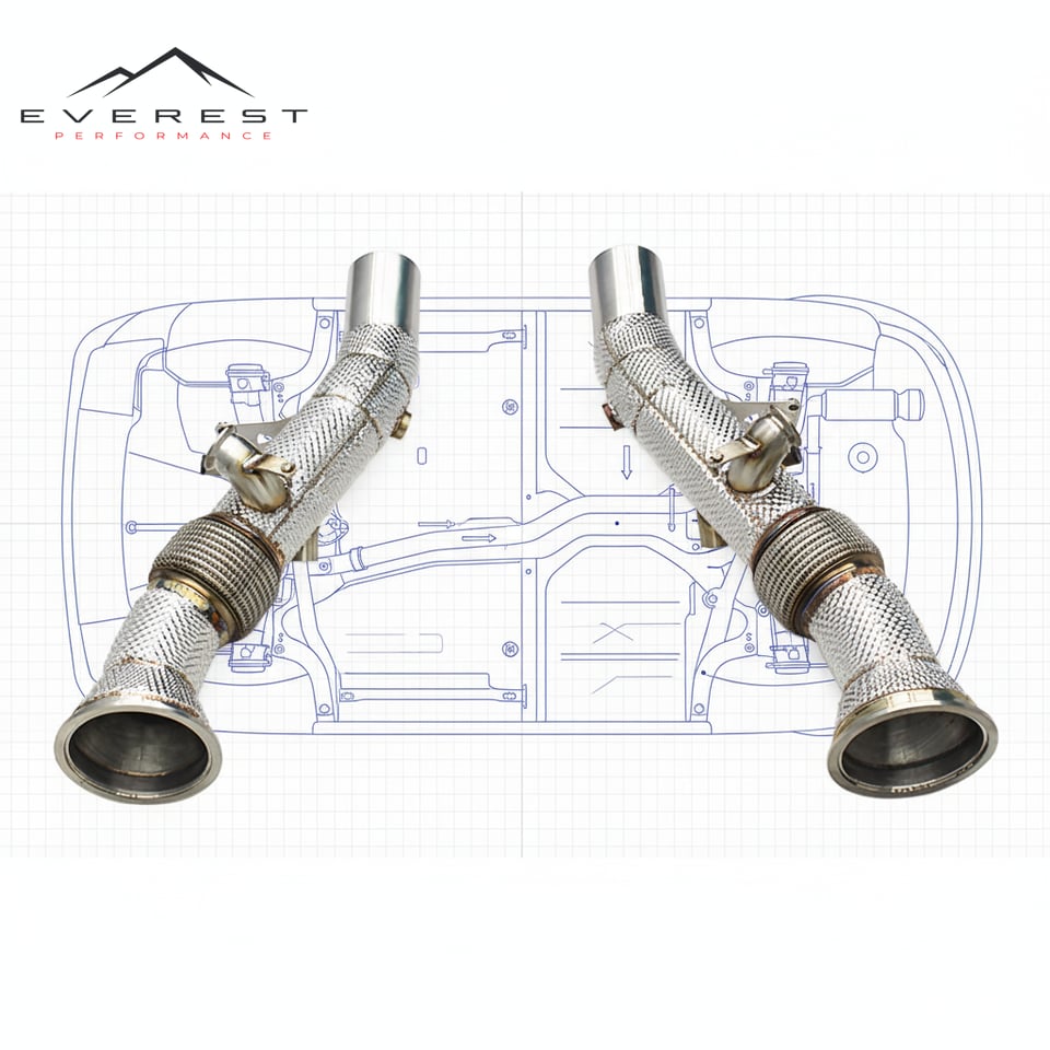 Exhaust Pipes for Ferrari 296 GTB V6 3.0T 2021-2024 Stainless Steel Free Flow Downpipe With Heat Shield