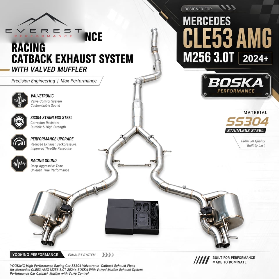 Racing SS304 Valvetronic Catback Exhaust Pipes for Mercedes CLE53 AMG M256 3.0T 2024+ With Valved Muffler Exhaust System