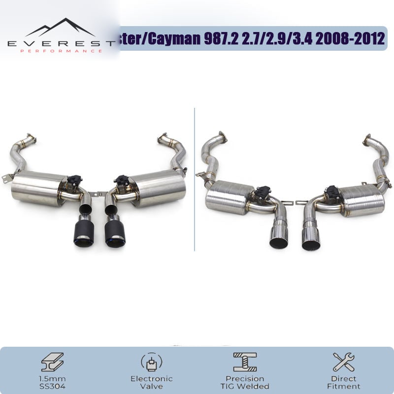 SS304L Exhaust Pipe System for Porsche Boxster/Cayman 987.2 2.7/2.9/3.4 2008-2012 Upgrade Electronic Valve Catback Exhaust