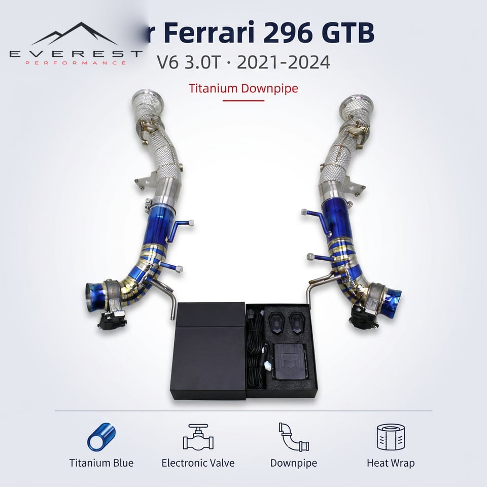 Titanium Exhaust Pipe System for Ferrari 296 GTB V6 3.0T 2021-2024 Free Flow Straight Through Axle Back Sport Aftermarket