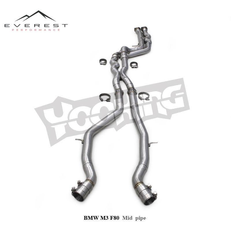 Stainless Steel Equal Length MidPipe Exhaust Pipes System for BMW M3 M4 F80 F82 F83 S55 3.0T 2014-2019 with Resonator