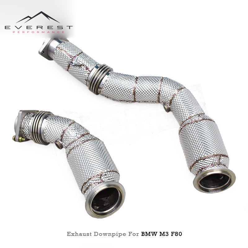 Stainless Steel Exhaust Pipe With Heat Shield for BMW M3/M4 F80/F82/F83 S55 3.0T 2014-2019 Catted Downpipe Exhaust Header