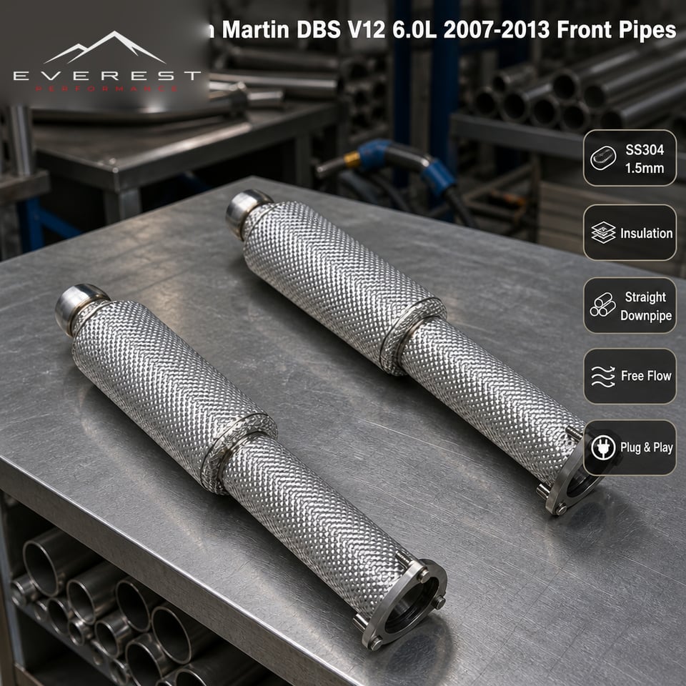 Stainless Steel Front Pipes for Aston Martin DBS V12 6.0L 2007-2013 Insulation Straight Downpipe Exhaust Free Flow Pipe