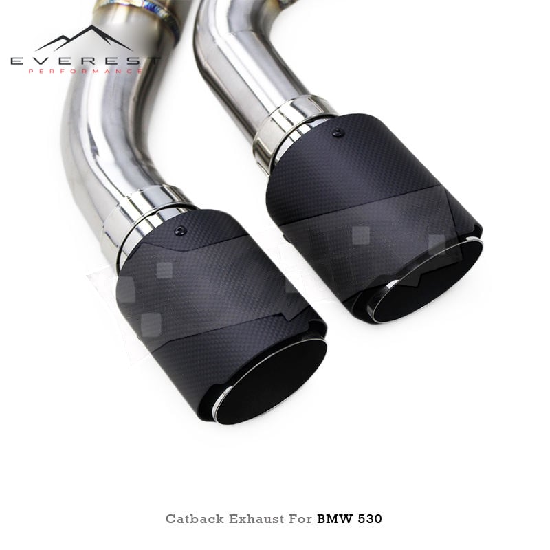 SS304 Electronic Valve Muffler Exhaust Pipe System for BMW 530/530i B48 3.0T 2017-2023 with Matte Carbon Fiber Tips