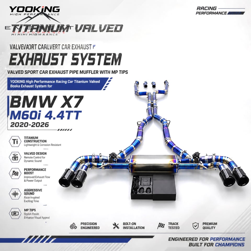 Racing Titanium Valved Exhaust System for BMW X7 M60i 4.4TT 2020-2026 Valved Sport Car Exhaust Pipe Muffler With MP Tips