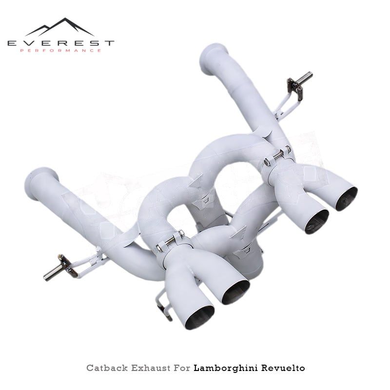 Racing Track Exhaust No Valved Exhaust Pipes with White Ceramic Insulation for Lamborghini Revuelto 6.5L V12 2023-2025 304SS