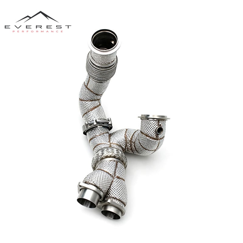 Stainless Steel Exhaust Downpipe X Pipes for BMW M3/M4 F80/F82/F83 S55 3.0T 2014-2019 Racing Free Flow Pipe with Heat Shield
