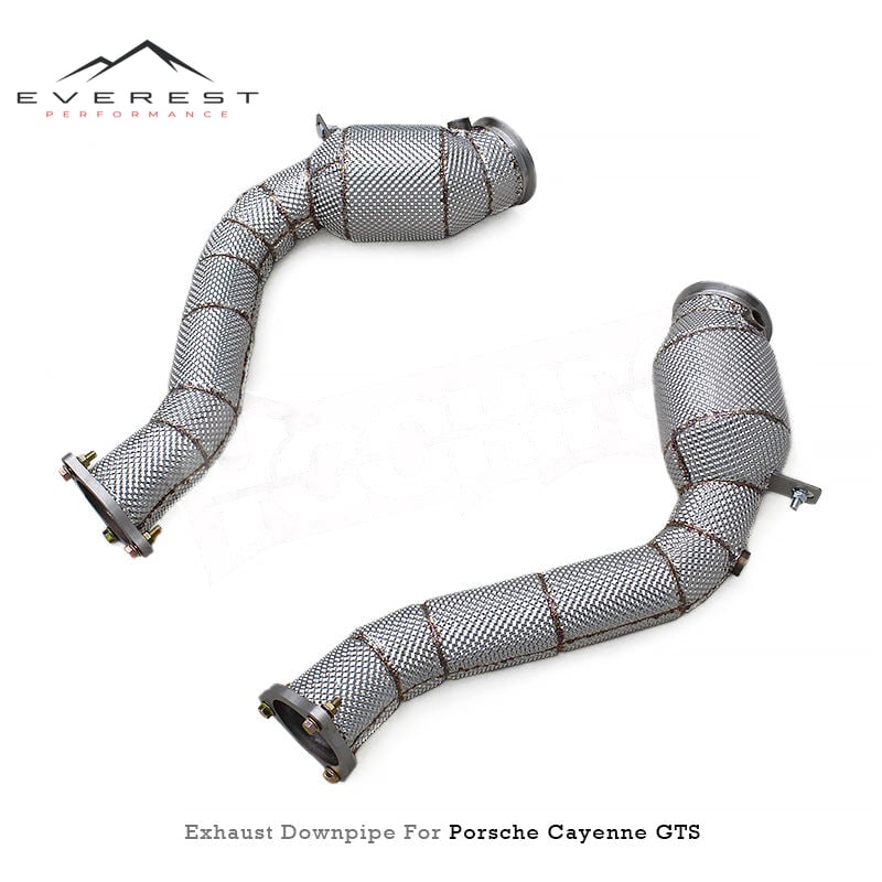 Exhaust Straight Free Flow Downpipe for Porsche Cayenne GTS 4.0T 2019-2024 Stainless Steel With Heat Shield