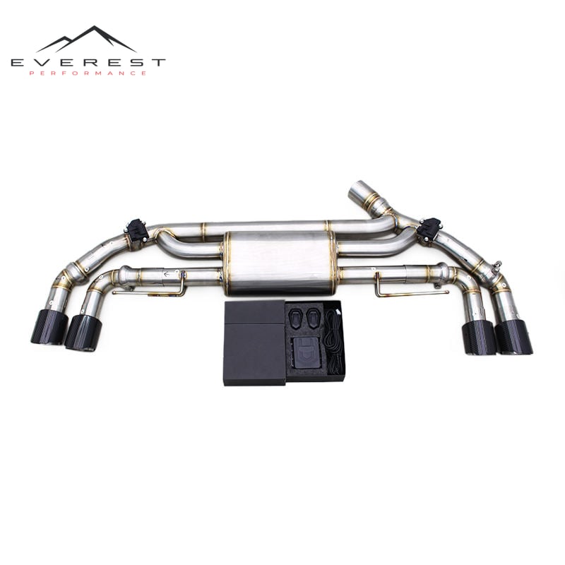 Race High Performance Axle Back for BMW X5 G05 45E/50E 2019+ Stainless Steel Muffler Exhaust Pipe With Gloss Carbon Fiber Tips