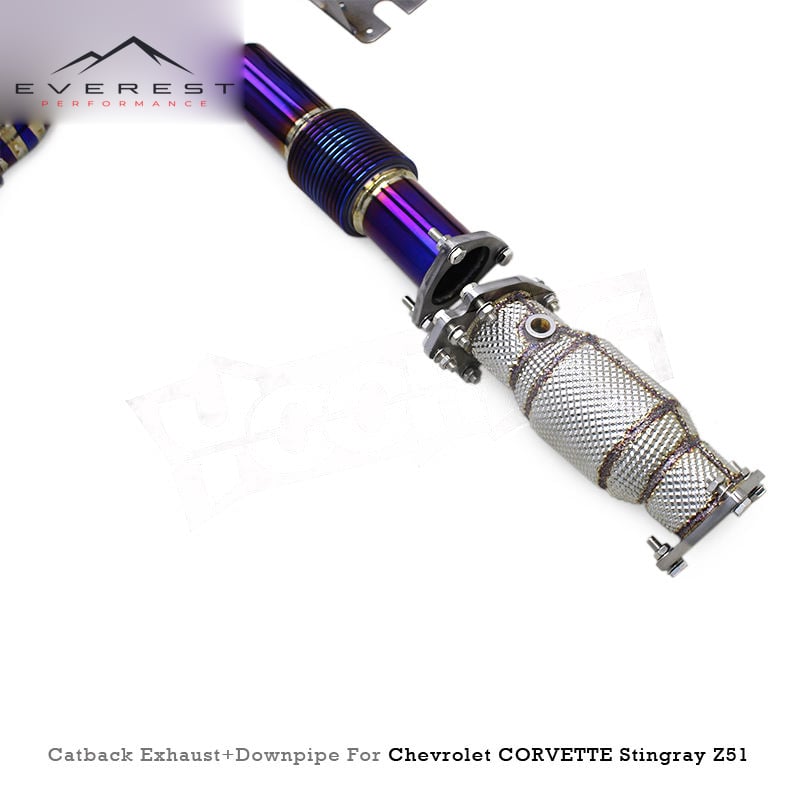 Racing Titanium Full Exhaust Pipes System for Chevrolet Corvette Stingray Z51 2019-2025 With SS304 Catalytic Downpipe Valve