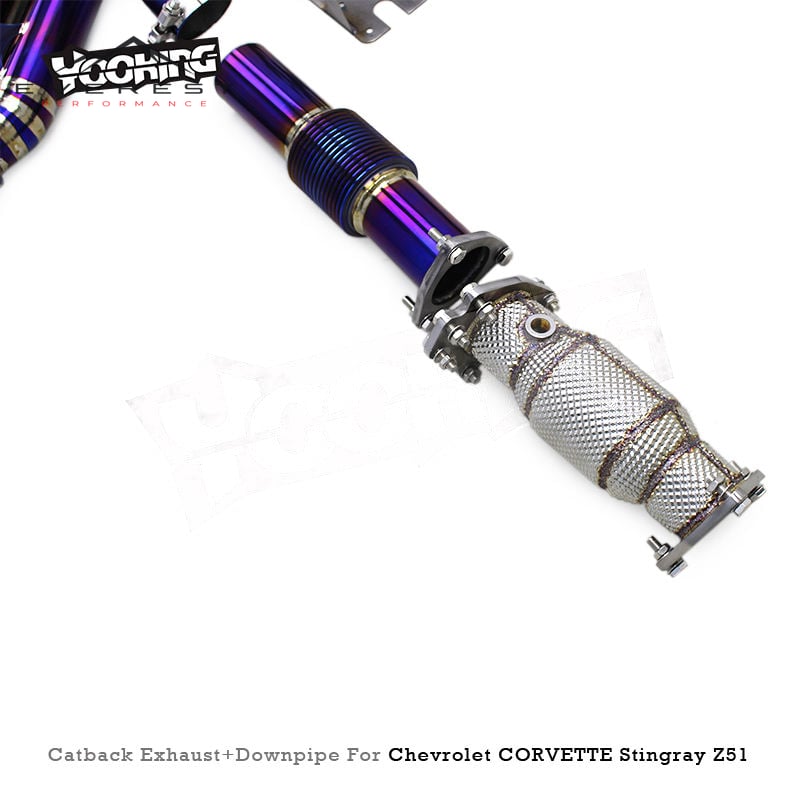 Racing Titanium Full Exhaust Pipes System for Chevrolet Corvette Stingray Z51 2019-2025 With SS304 Catalytic Downpipe Valve