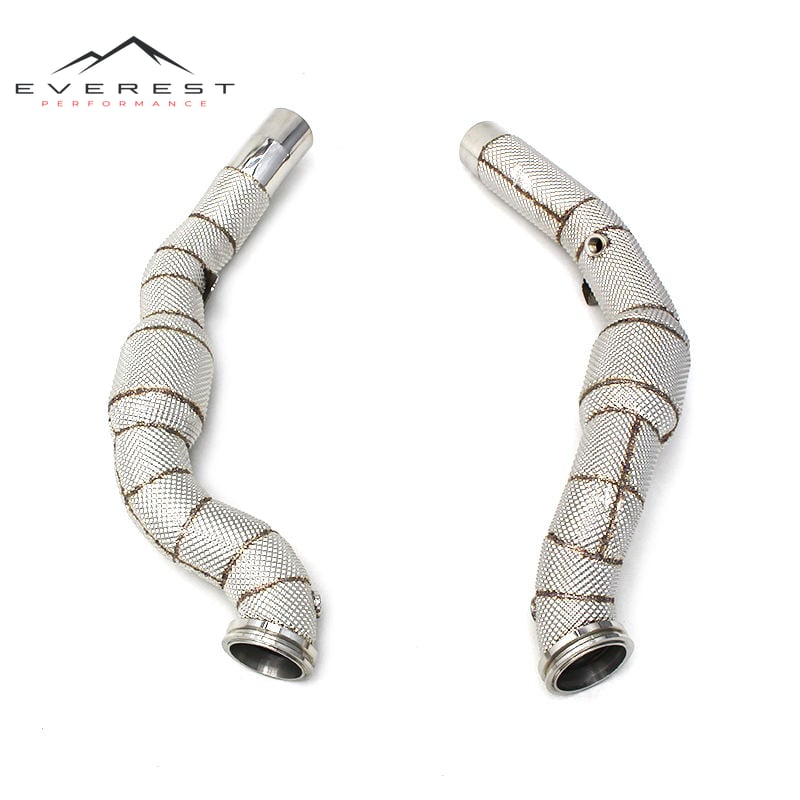 SS304 Exhaust Downpipe for Maserati Quattroporte 3.8T 2013-2018 With Heat Shield High Flow Catted Downpipe 100/200/300 Cell