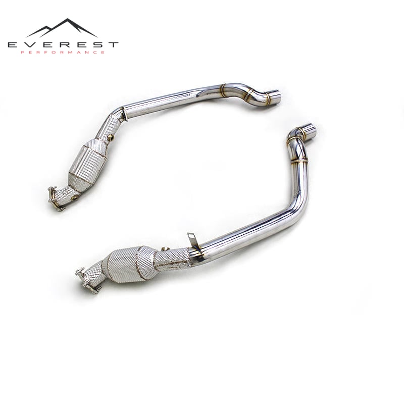 SS304 Exhaust Downpipe for Porsche Panamera 970.2 GTS 4.8L Heat Shielded 100/200/300 Cell High Flow Sport Downpipe