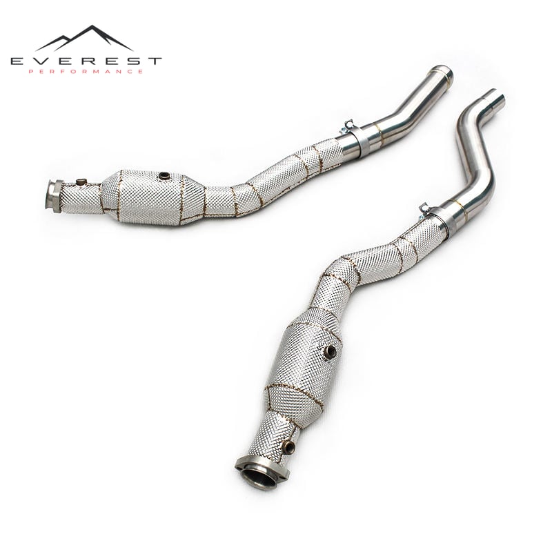 SS304 Exhaust Downpipe for Mercedes-Benz GLS63 AMG W166 5.5T 2015-2019 High Flow Catted Downpipe 100/200/300 Cell