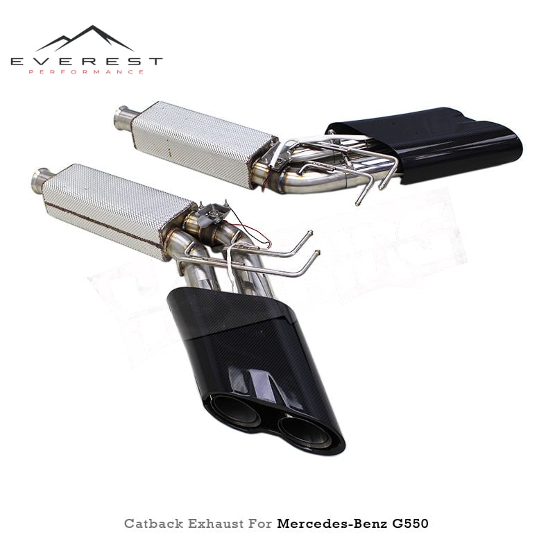 SS304 Performance for Mercedes-Benz G500/G550 W463A/W464 with Heat Shield Valve Catback Muffler Carbon Fiber Tips