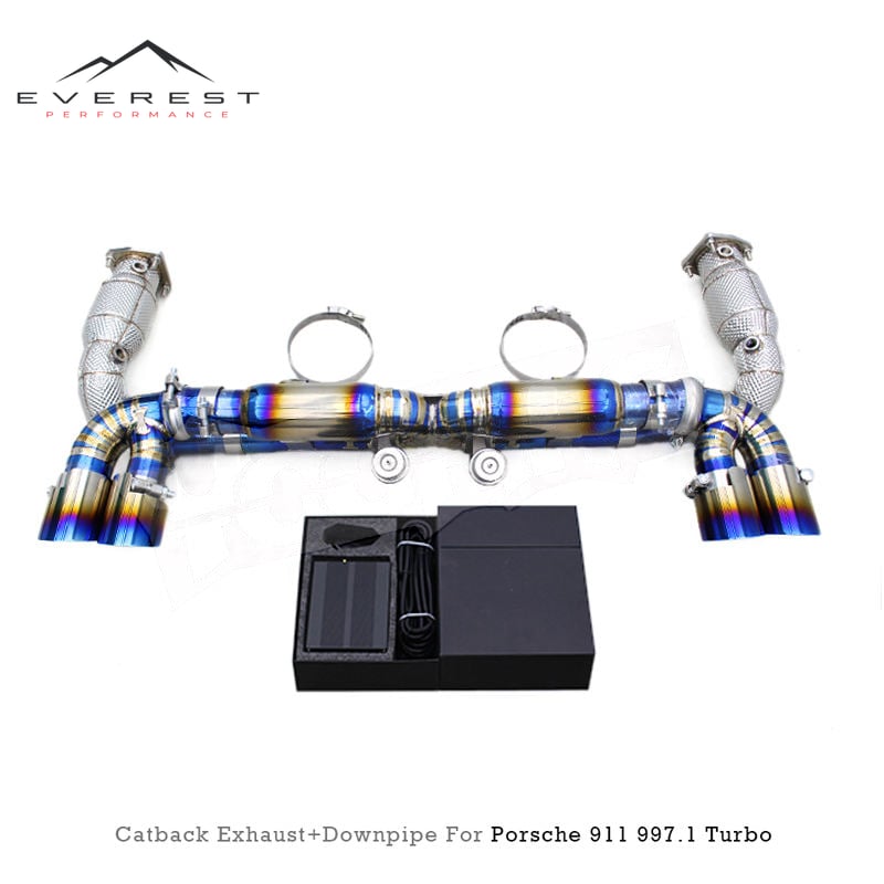 Custom Valved Sport Titanium Exhaust for Porsche 911 997/997.1 Turbo 3.6T 2004-2007 Cat Downpipe X-pipe Axle Back Enhanced Sound