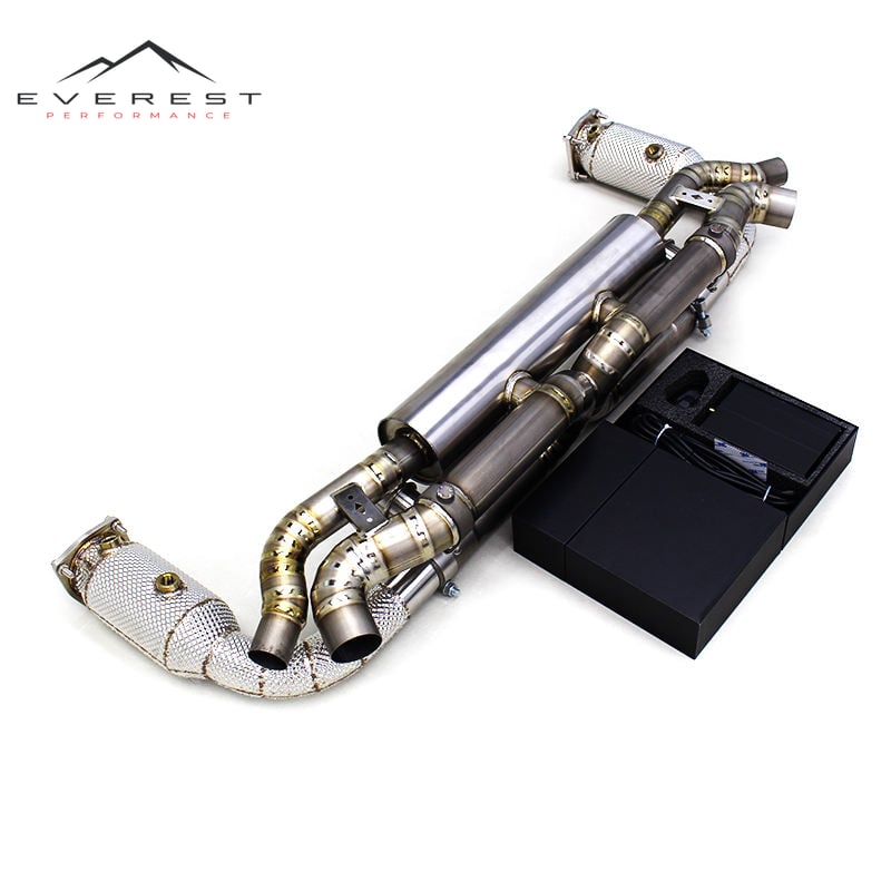 Titanium Catback for Porsche 911 991/991.2 Turbo 2017-2019 Vacuum Valve Muffler Exhaust Pipes Direct Downpipe
