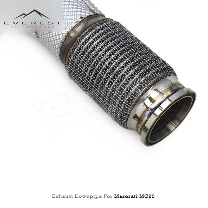 SS304 Exhaust Downpipes for Maserati MC20 3.0T 2020-2024 Free Flow Downpipes With Heat Shield OPF