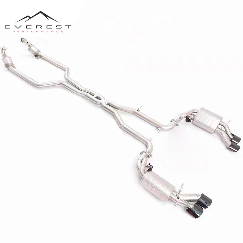 Exhaust Downpipe for Mercedes-Benz C63 AMG W204 6.2L 2012-2016 X Pipe Muffler Electronic Remote Control Valve Catback