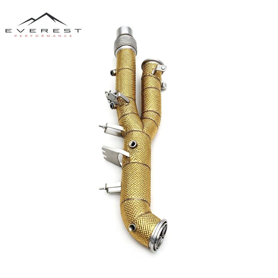 Exhaust Downpipe for Porsche 911 992 GTS 3.6T 2025 Racing Stainless Steel Free Flow Pipe with Golden Insulation