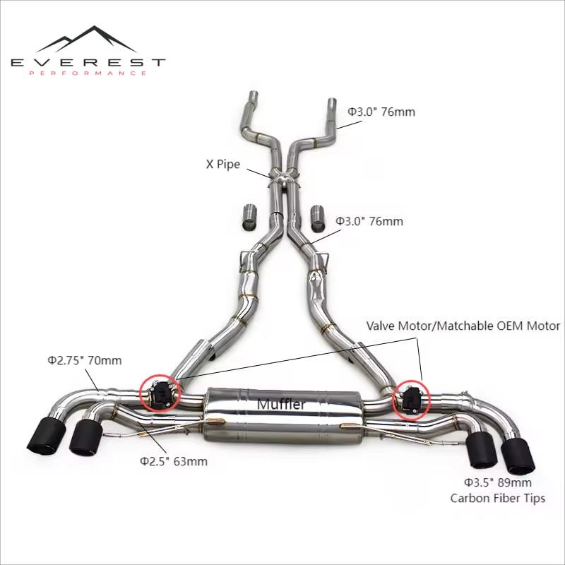 Stainless Steel Exhaust Pipes Muffler for BMW X5 G05 M50i X6 G06 M60i 4.4TT 2019-2024 Muffler Exhaust Valve Catback System