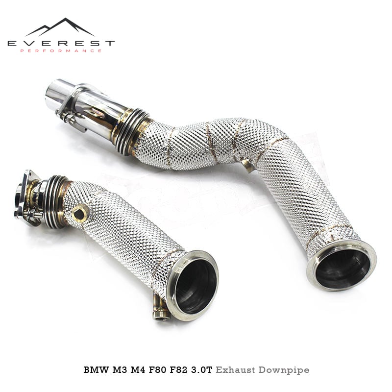 SS304 Sport Car Downpipe Exhaust Pipes for Bmw M2 Competition M3 M4 F80 F82 F83 3.0 2013-with Heat Shield Free Flow Pipe