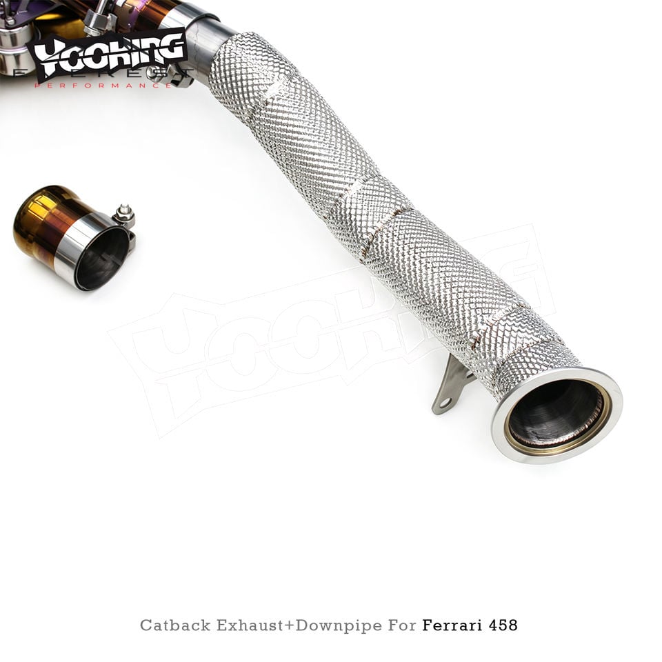SS304 Straight Downpipe with Titanium Alxe Back Exhaust System for Ferrari 458 4.5L 2011-2016 Vacuum Valve Muffler