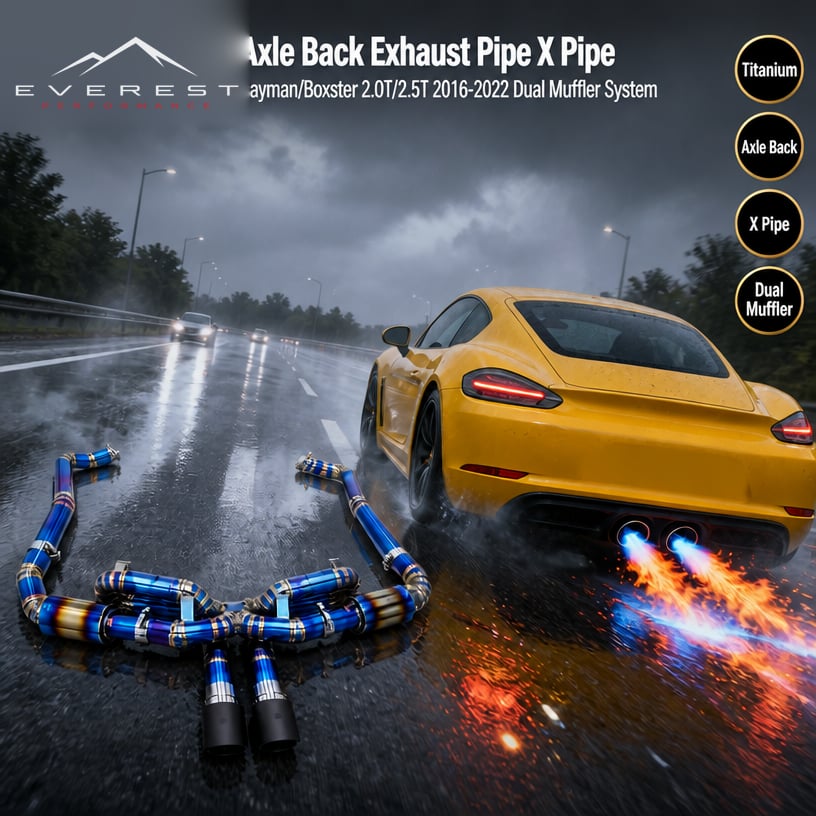 Titanium Axle Back Exhaust Pipe X Pipe for Porsche 718 Cayman/Boxster 2.0T/2.5T 2016-2022 Dual Muffler System