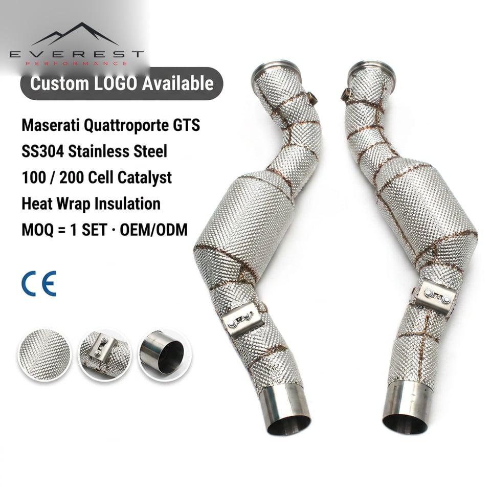 High Flow Downpipe Catalyst 100 200 Cell for Maserati Quattroporte GTS V8 3.8T 2013-2016 Stainless Steel Exhaust