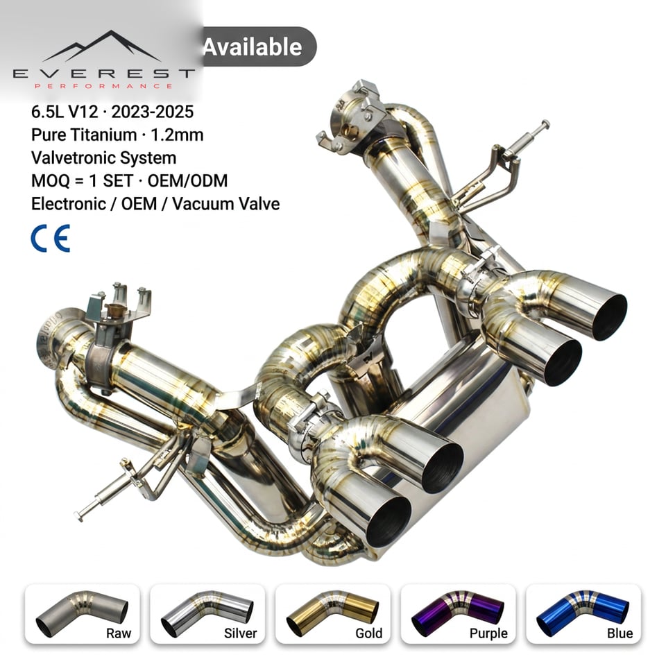 Titanium Catback Exhaust for Lamborghini Revuelto 6.5L V12 2023-2025 Valvetronic Mirror Polished Performance Muffler